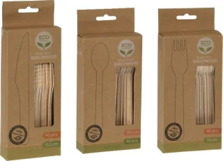 Eco Friendly Houten Bestekset 40 Personen 16cm