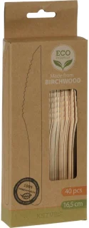 Eco houten bestek set 80-delig mes lepel vork