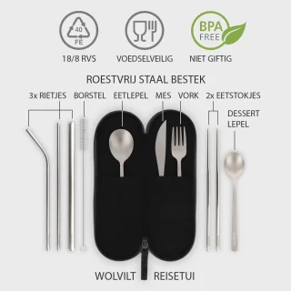 eKodoKi Kitto Wooli - RVS reisbestekset 10-delig