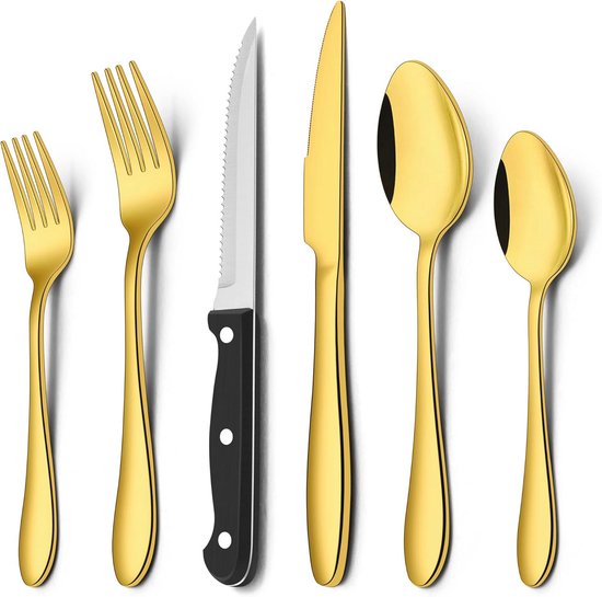 Elegant 36-delige roestvrijstalen bestekset met steakmessen voor 6 personen