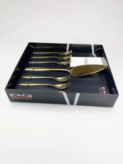 EME gebakvorkjes set met taartschep goud 7-delig