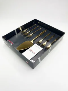 EME gebakvorkjes set met taartschep goud 7-delig