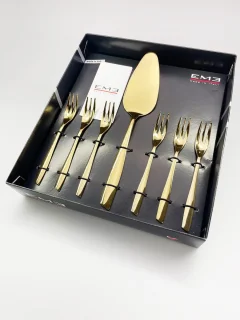 EME gebakvorkjes set met taartschep goud 7-delig