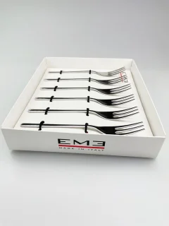 EME Griffe gebakvorkjes set 6-delig RVS zilver
