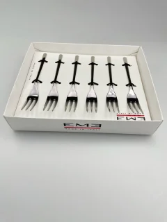 EME Griffe gebakvorkjes set 6-delig RVS zilver