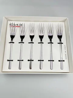 EME Griffe gebakvorkjes set 6-delig RVS zilver