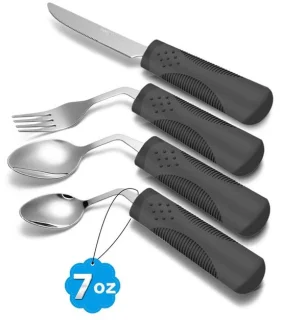 Ergonomisch bestek set verzwaard 200g – 4-delig, rechtshandig