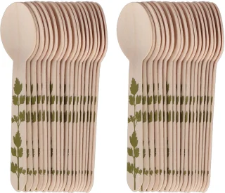 Esschert Design Houten Lepels Kruidenopdruk 16 cm - Set van 40