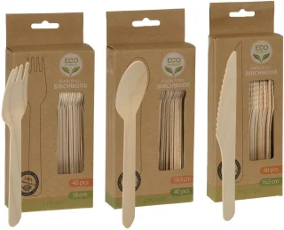 Excellent Houseware hout wegwerpbestek set 120-delig