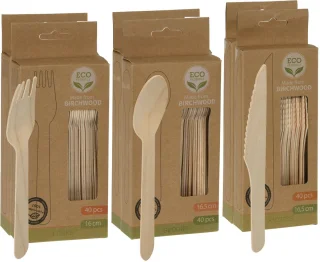 Excellent Houseware Houten Wegwerpbestek 240-delig