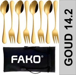 Fako Bijoux Classic Dessert Bestek Goud 14cm 4 Sets