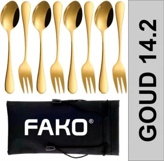Fako Bijoux Classic Dessert Bestek Goud 14cm 4 Sets