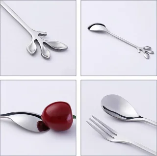 Fako Bijoux Dessert Bestek Blaadjes Zilverkleurig 4 Sets