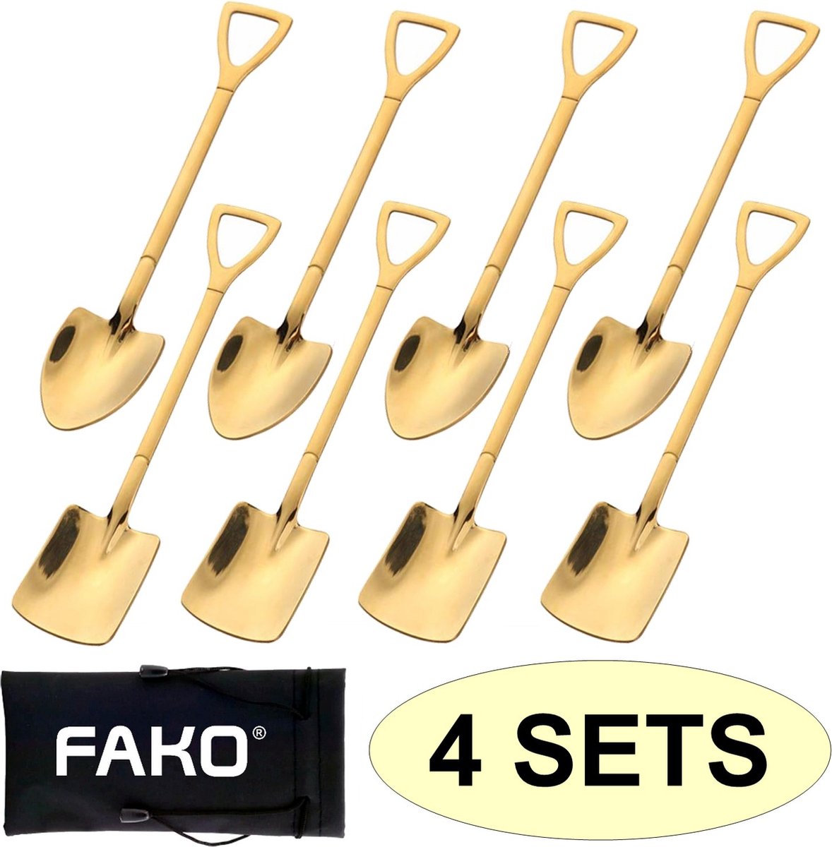 De Fako Bijoux Dessert Bestek Lepel Set 15cm Goud 4 Sets in één oogopslag