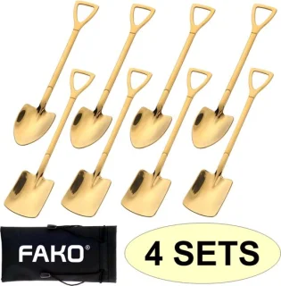 Fako Bijoux Dessert Bestek Lepel Set 15cm Goud 4 Sets
