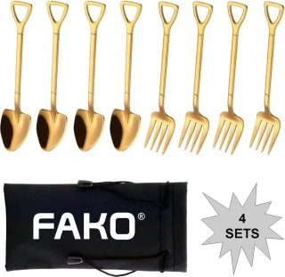 Fako Bijoux Dessertbestek Goud 4 Sets
