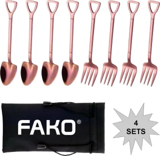Fako Bijoux® Gebak Bestek Rosé Goud 4 Sets