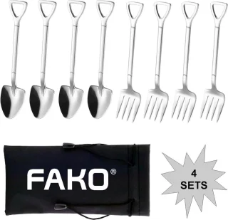 Fako Bijoux® Gebakbestek Zilver 4 Sets