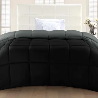 Famanu Gewatteerd dekbed Kingsize Zwart/Grijs