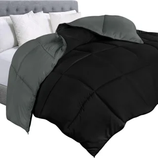 Famanu Gewatteerd dekbed Kingsize Zwart/Grijs