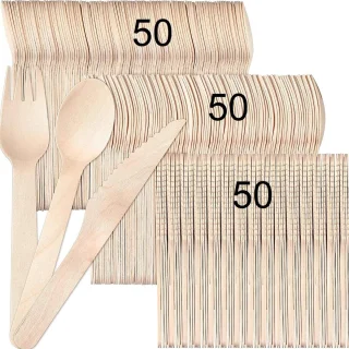 Famanu Houten Wegwerpbestek Set 150 stuks