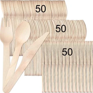Famanu Houten Wegwerpbestek Set 150 stuks