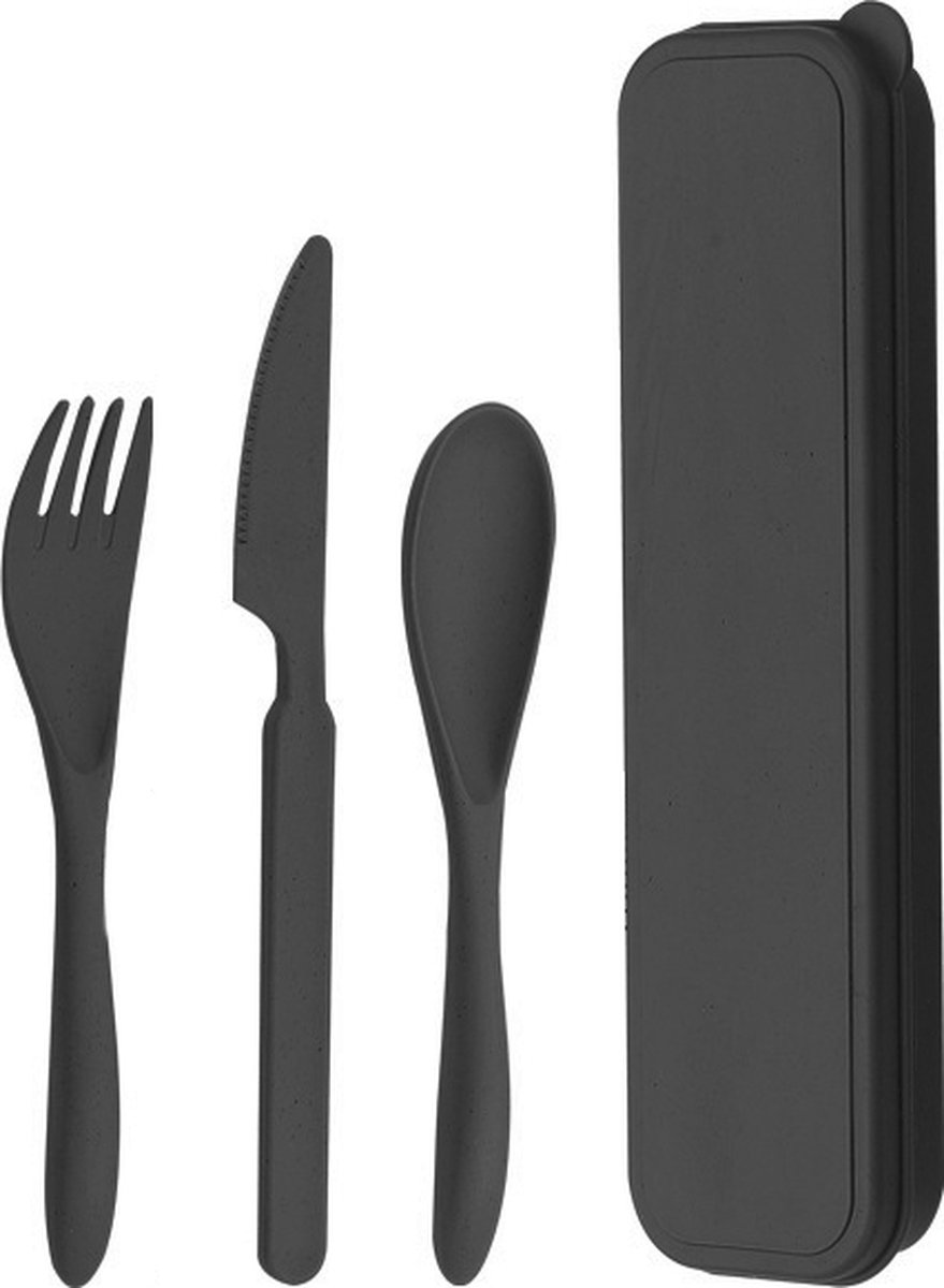 Fashion Favorite Reisbestek Set Zwart Met Opbergbox