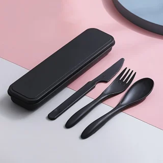 Fashion Favorite Reisbestek Set Zwart Met Opbergbox