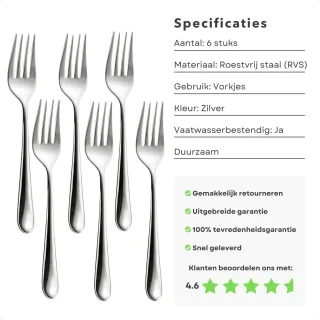 Gebakvorkjes Set RVS 6 Stuks