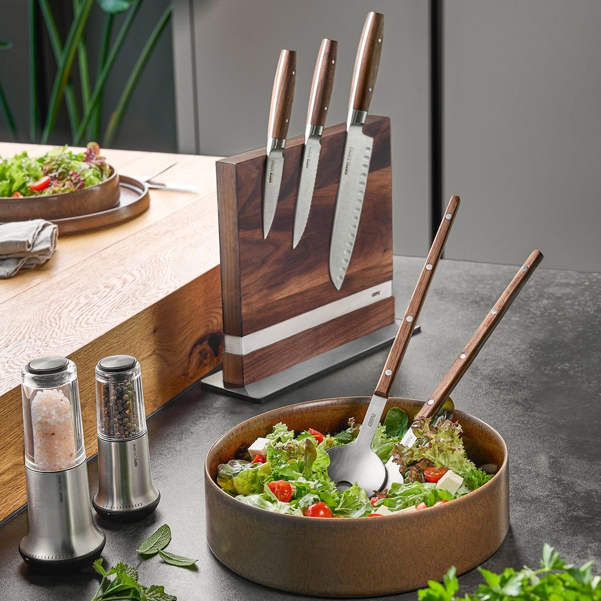 GEFU FILIGO saladebestek notenhout