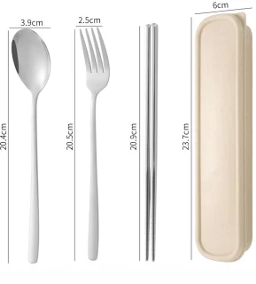 Generic RVS bestekset 3-delig (vork, lepel, eetstokjes) - Zilver