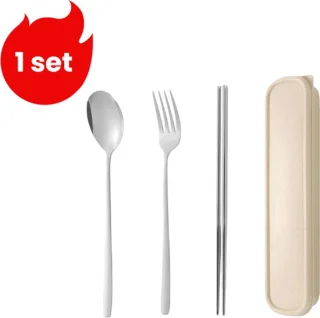 Generic RVS bestekset 3-delig (vork, lepel, eetstokjes) - Zilver