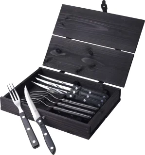 Gense Old Farmer Steakbestek 8-delig Zwart/Staal