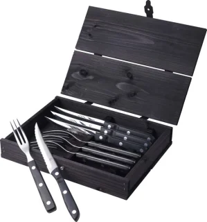 Gense Old Farmer Steakbestek 8-delig Zwart/Staal