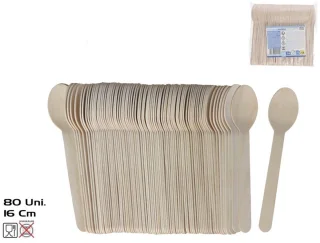 Gerimport Bamboe Lepels 80 Stuks 16 cm Naturel