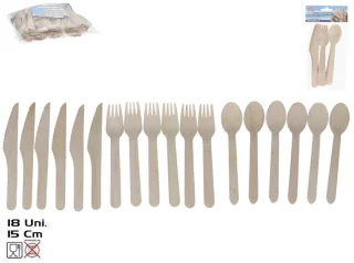 Gerimport Bestekset Bamboe 18-delig Naturel 15 cm
