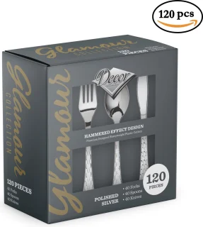 Glamour Herbruikbaar Zilver Plastic Bestekset 120-delig