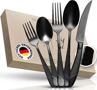 Glavory Aurora bestekset zwart 30-delig voor 6 personen