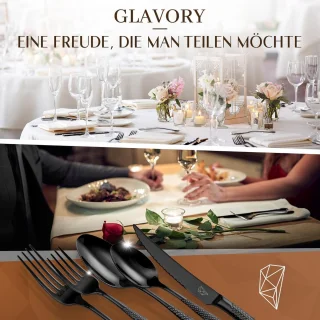 Glavory Aurora bestekset zwart 30-delig voor 6 personen