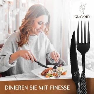 Glavory Aurora bestekset zwart 30-delig voor 6 personen