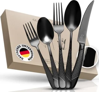 Glavory Aurora bestekset zwart 30-delig voor 6 personen