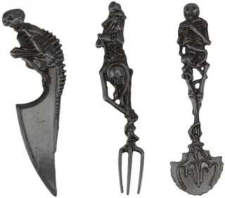 Golden Crown Halloween Skelet Bestekset