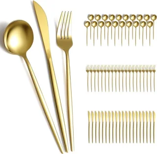 Goud bestek set 60-delig voor 20 personen