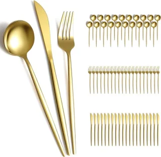 Goud bestek set 60-delig voor 20 personen