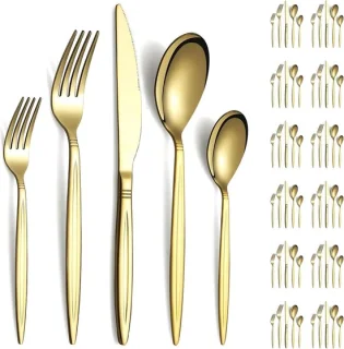 Goud bestekset 60-delig voor 12 personen
