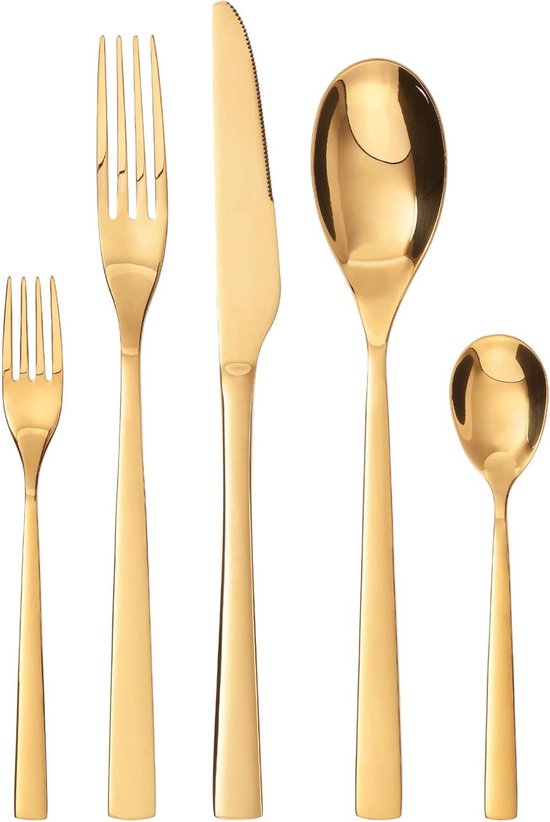 Gouden Bestekset 10-delig voor 2 Personen RVS