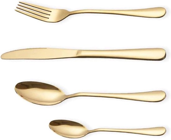 Gouden bestekset 16-delig rvs voor 4 personen