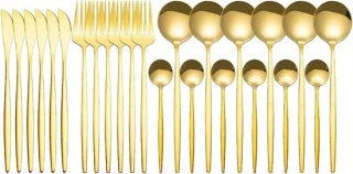 Gouden bestekset 24-delig roestvrij staal voor 6 personen