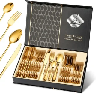 Gouden bestekset – 24-delig – voor 6 personen – RVS