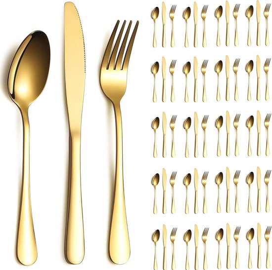 Gouden bestekset 60-delig RVS